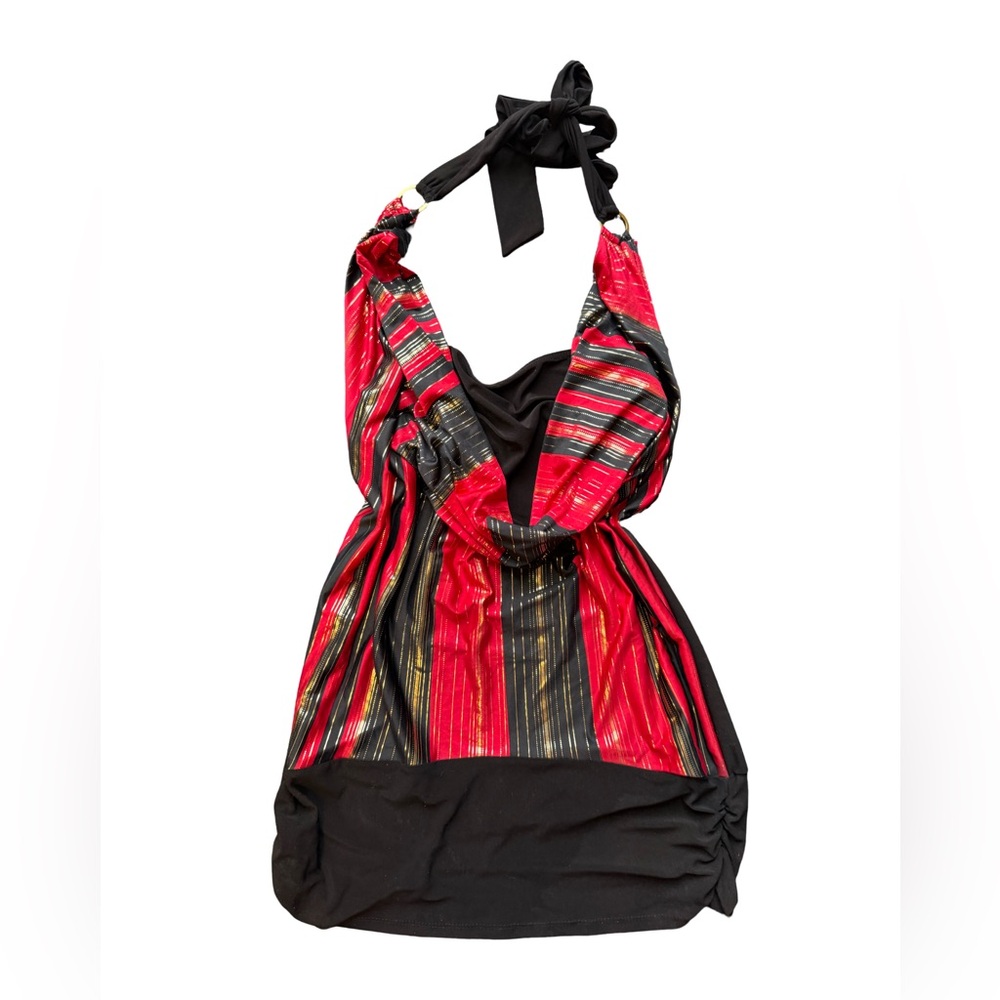 Y2K Red and Black Halter Top